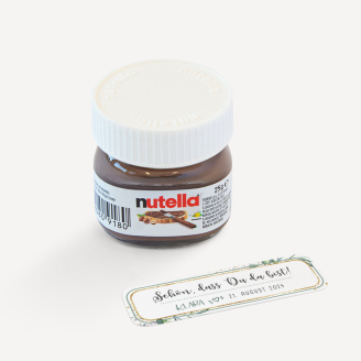 Gastgeschenk Mini Nutella Glas + Aufkleber Aquarell Eukalyptus Zweige