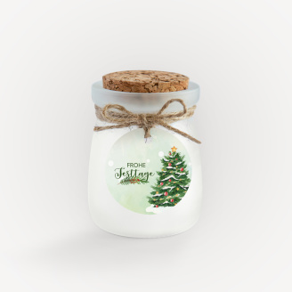 Duftkerze Vanille mit Korkdeckel + Anhänger geschäftlich Weihnachtsbaum
