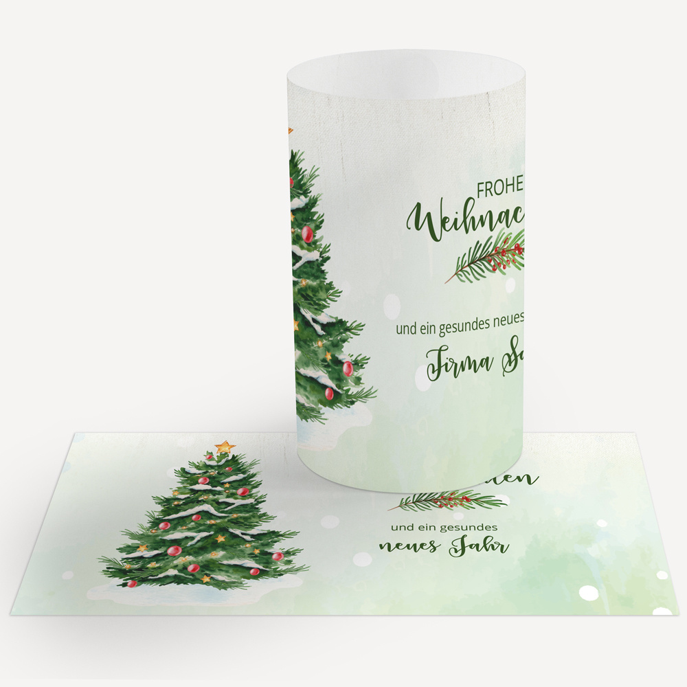 Windlicht Weihnachten Karte geschäftlich Weihnachtsbaum