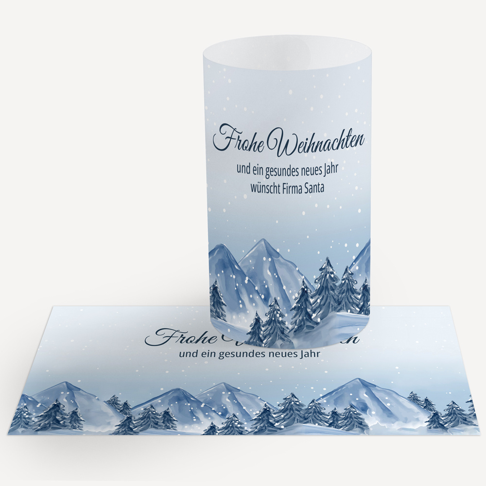 Windlicht Weihnachten Karte geschäftlich Winterlandschaft Berge