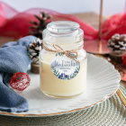 Duftkerze Vanille im Apothekerglas + Anhänger geschäftlich "Winterlandschaft"
