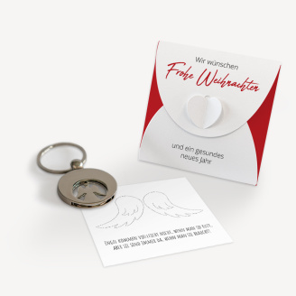 Werbegeschenk Schlüsselanhänger + Einkaufswagenchip im Mini Geschenkumschlag "Neutral"