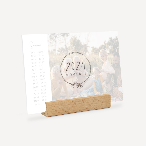 Foto Tischkalender mit Holzfuß quer
