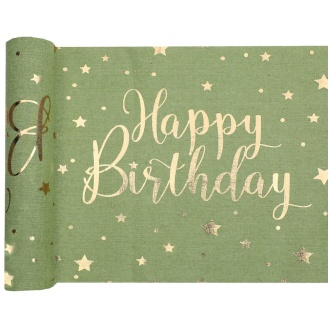 Tischläufer "Happy Birthday" olivgrün 28 cm x 3 m