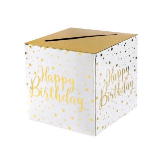 Briefbox "Happy Birthday" weiß-gold