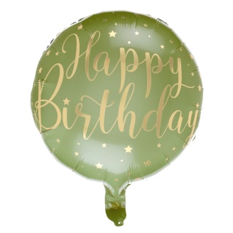 Folienballon "Happy Birthday" olivgrün Ø 45 cm