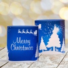 Windlicht Weihnachten Tischkarte Schneelandschaft Merry Christmas blau