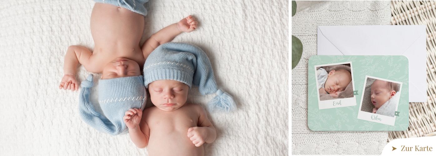 Wunderschöne Sprüche für die Geburtskarten zur Geburt von Zwillingen & Geburtskarte Zwillinge Glückskinder